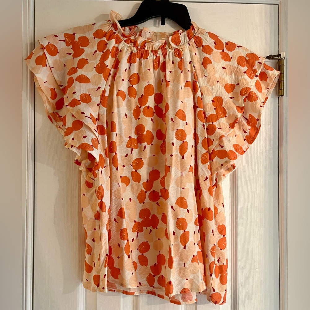 Ces Femme Orange and White Blouse